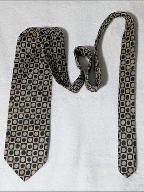 Vintage K.E.T.C.H. Classics Men's Geometric Pattern Necktie - Brown & Beige
